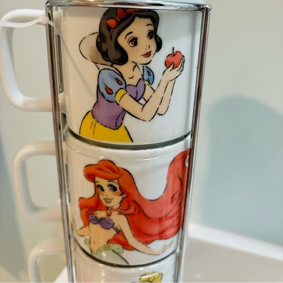 RARE Disney Princess Stackable Mug Set- Ariel, Belle, Cinderella, Snow White - Picture 7 of 9